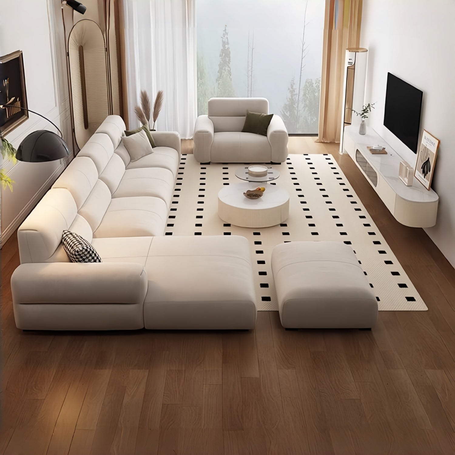 Cloud Flexible L-Shape Sofa Set Beige Left Right Corner for Living Room