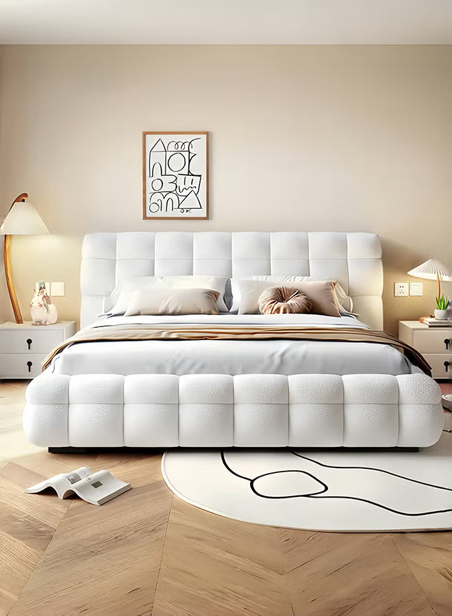 Whisper Tufted Upholstered Premium Bed Off White Color