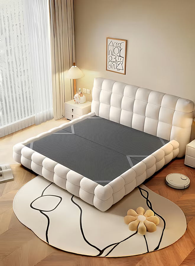 Whisper Tufted Upholstered Premium Bed Off White Color