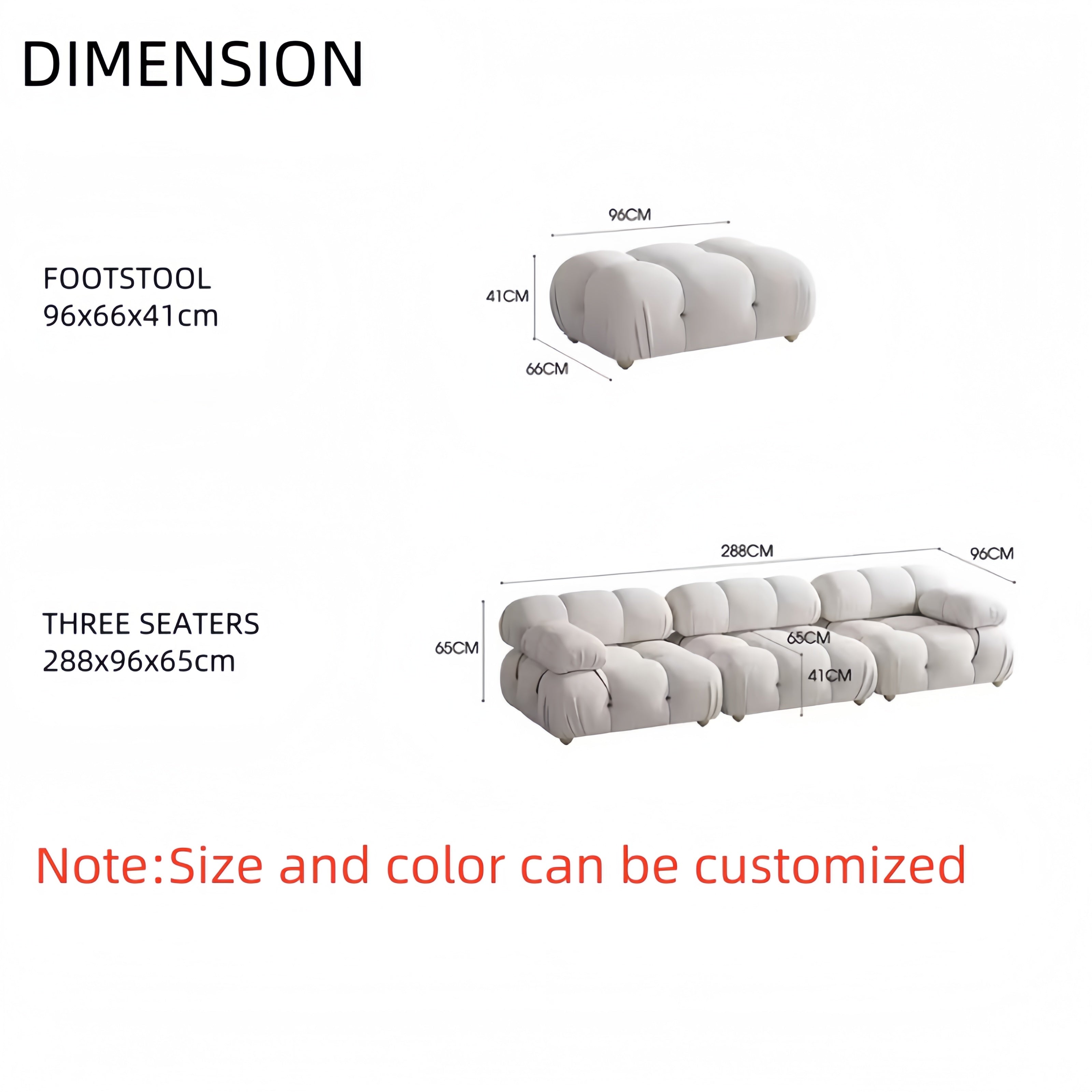 Fleece Sofa Set with Footstool Off-White for Living Room