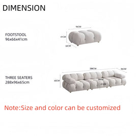 Fleece Sofa Set with Footstool Off-White for Living Room