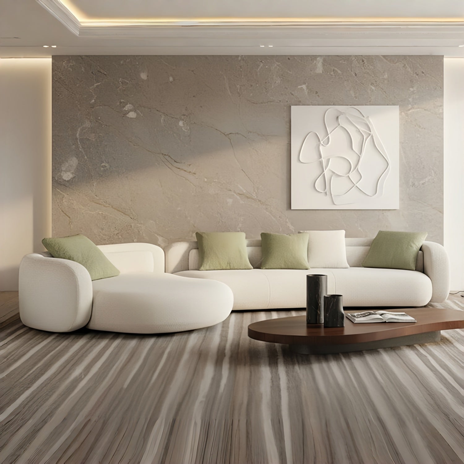 Arc Sofa Set Beige 2-5 Seater L-Shape Corner Sofa