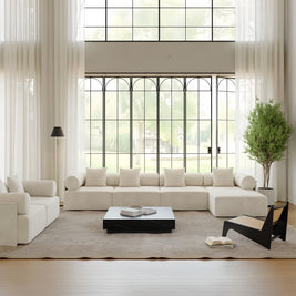 Corner L Shape Sofa Fleece Off-White Modular 2-5 Seat