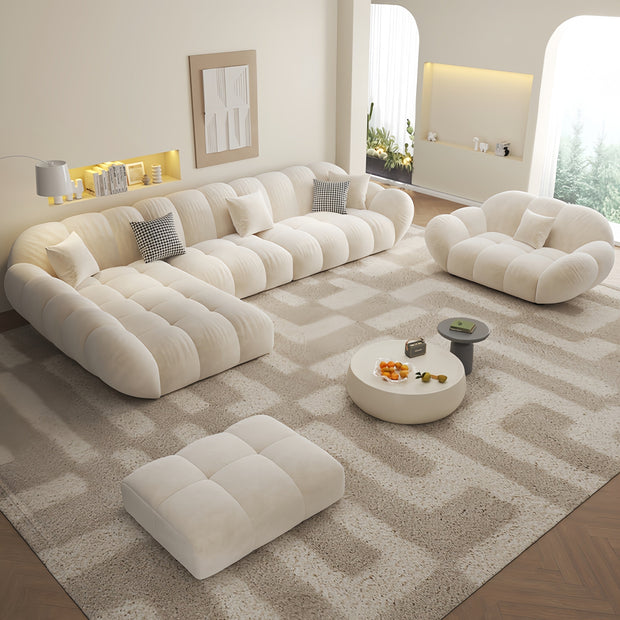 Fleece Corner Sofa Beige Modular Left Right Sectional