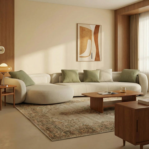 Arc Sofa Set Beige 2-5 Seater L-Shape Corner Sofa