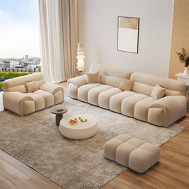 Cloud Fleece Sofa Beige Modular 1-4 Seat with Footstool