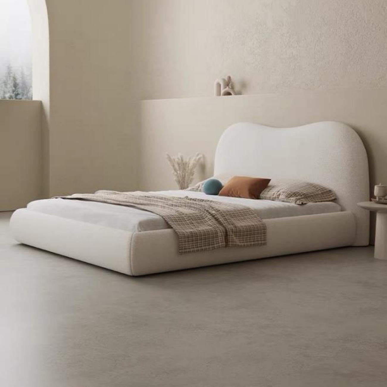 Cozy Cocoon Upholstered Premium Off White Color Bed