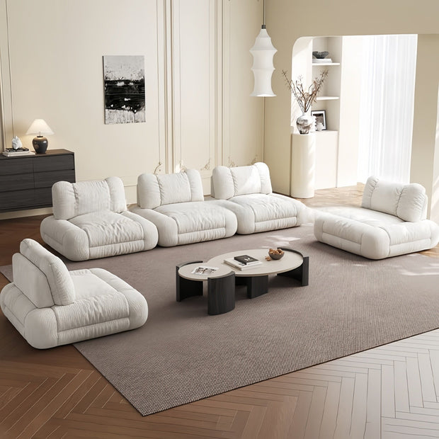 Cloud Straight Sofa Set Off-White Footstool to 3-Seats for Living Room