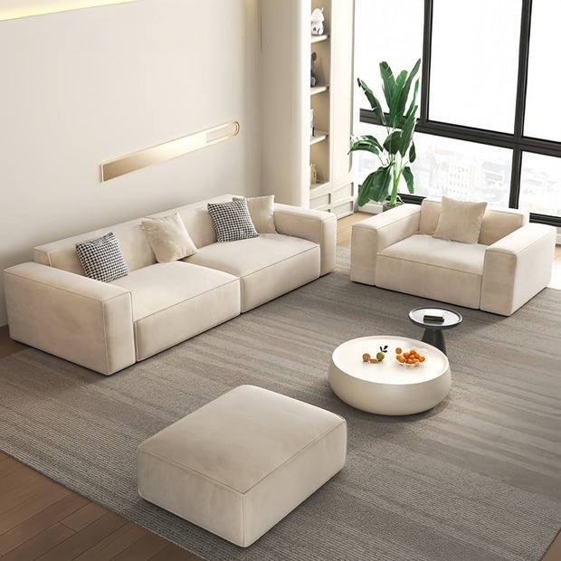 Cloud Versatile Sofa Set Beige Footstool to L-Shape for Living Room