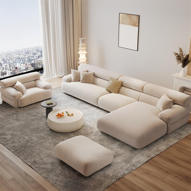 Beige L Shape Sectional Sofa Modular 1-6 Seater
