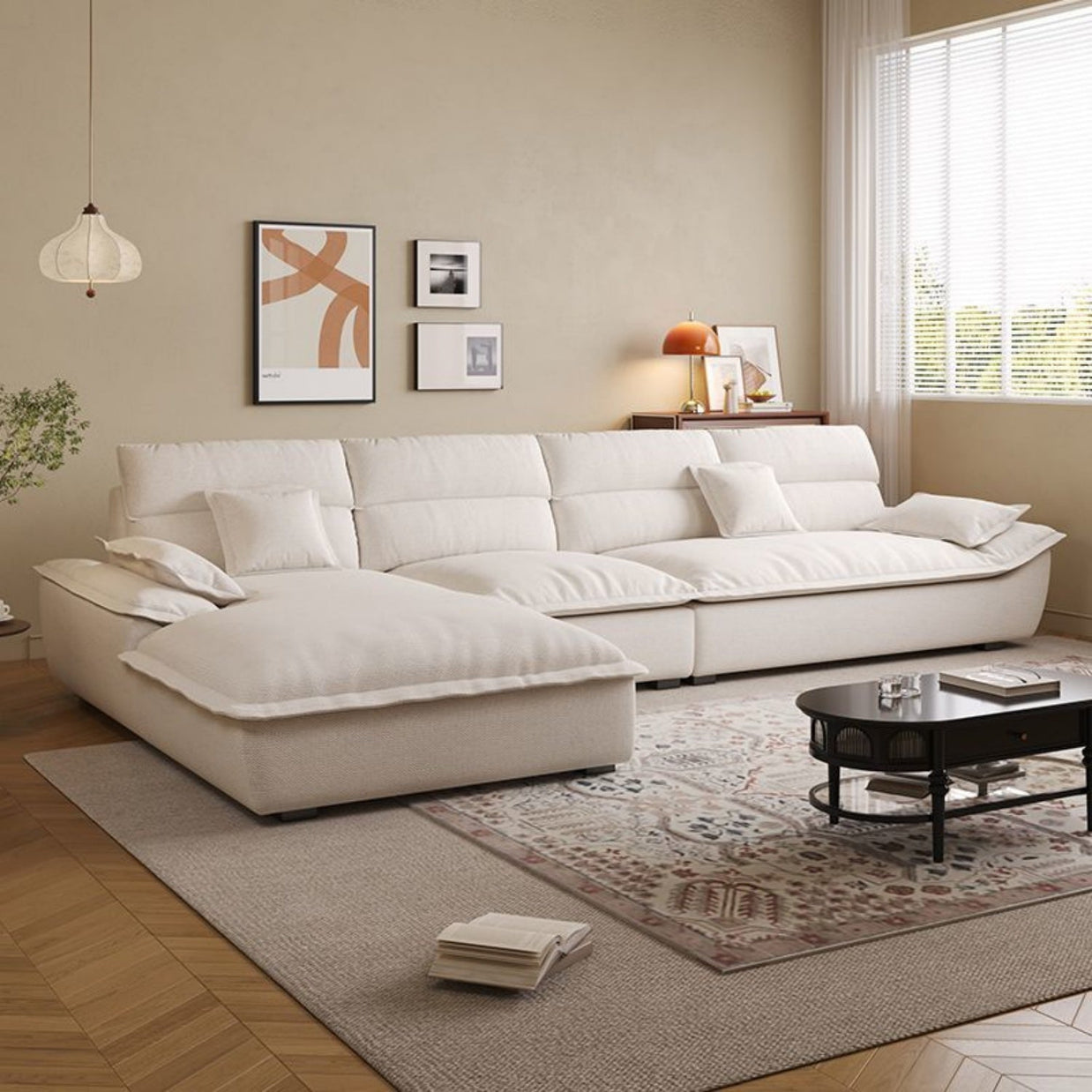 Cloud Multi L-Shape Sofa Set Off-White 1-3 Seats for Living Room