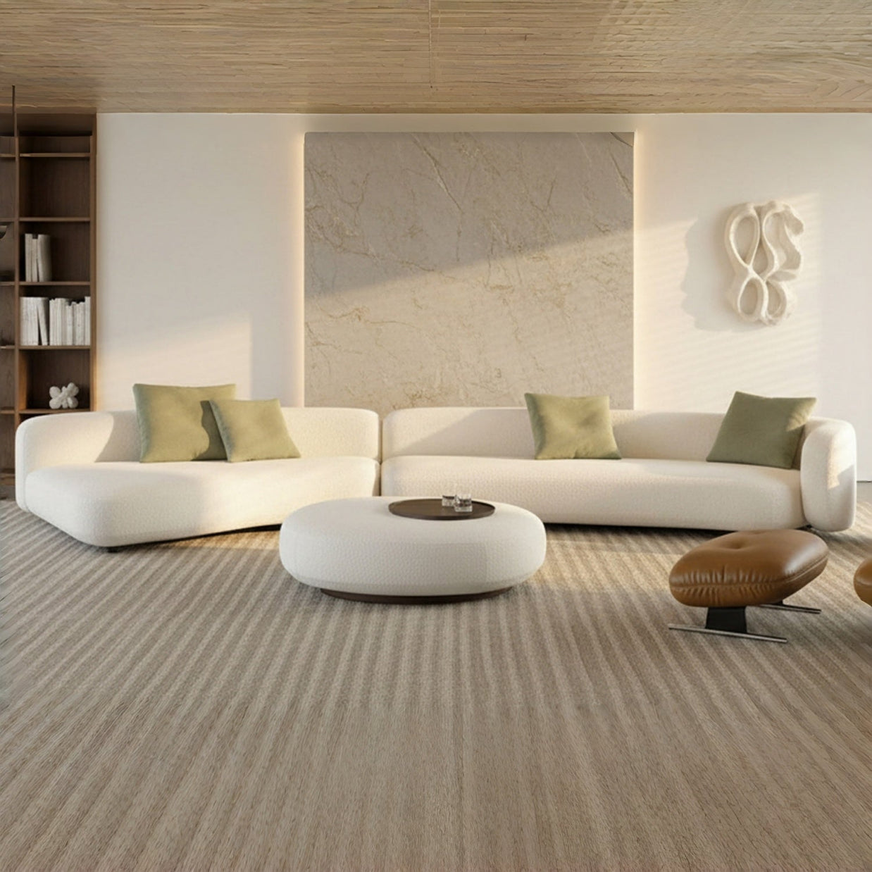 Arc Sofa Set Beige 2-5 Seater L-Shape Corner Sofa