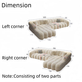 L Shape Corner Sofa Tufted Fleece Multi Color