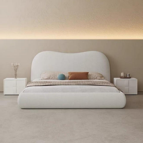 Cozy Cocoon Upholstered Premium Off White Color Bed