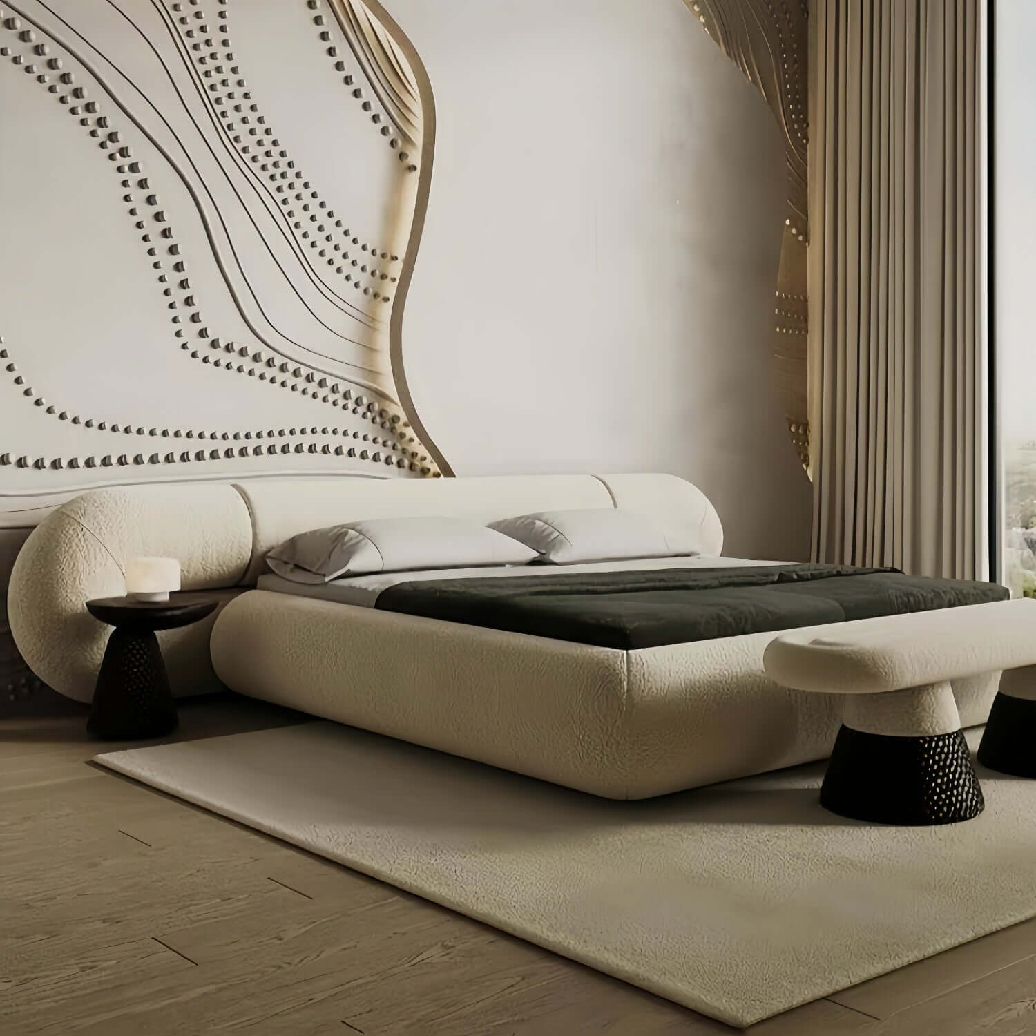 Geneva Modern Fleece Upholstered Bed