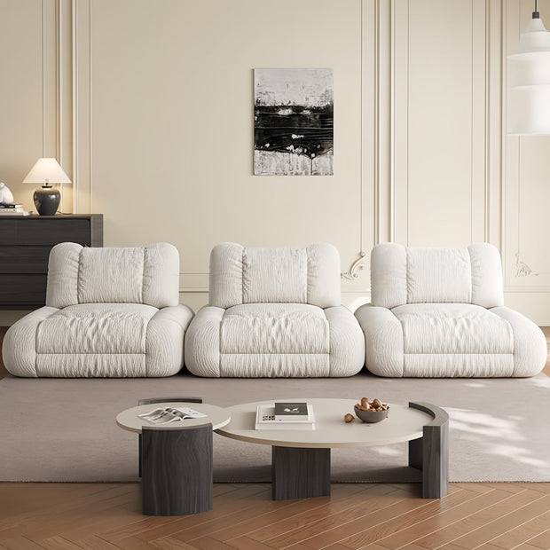 Cloud Straight Sofa Set Off-White Footstool to 3-Seats for Living Room