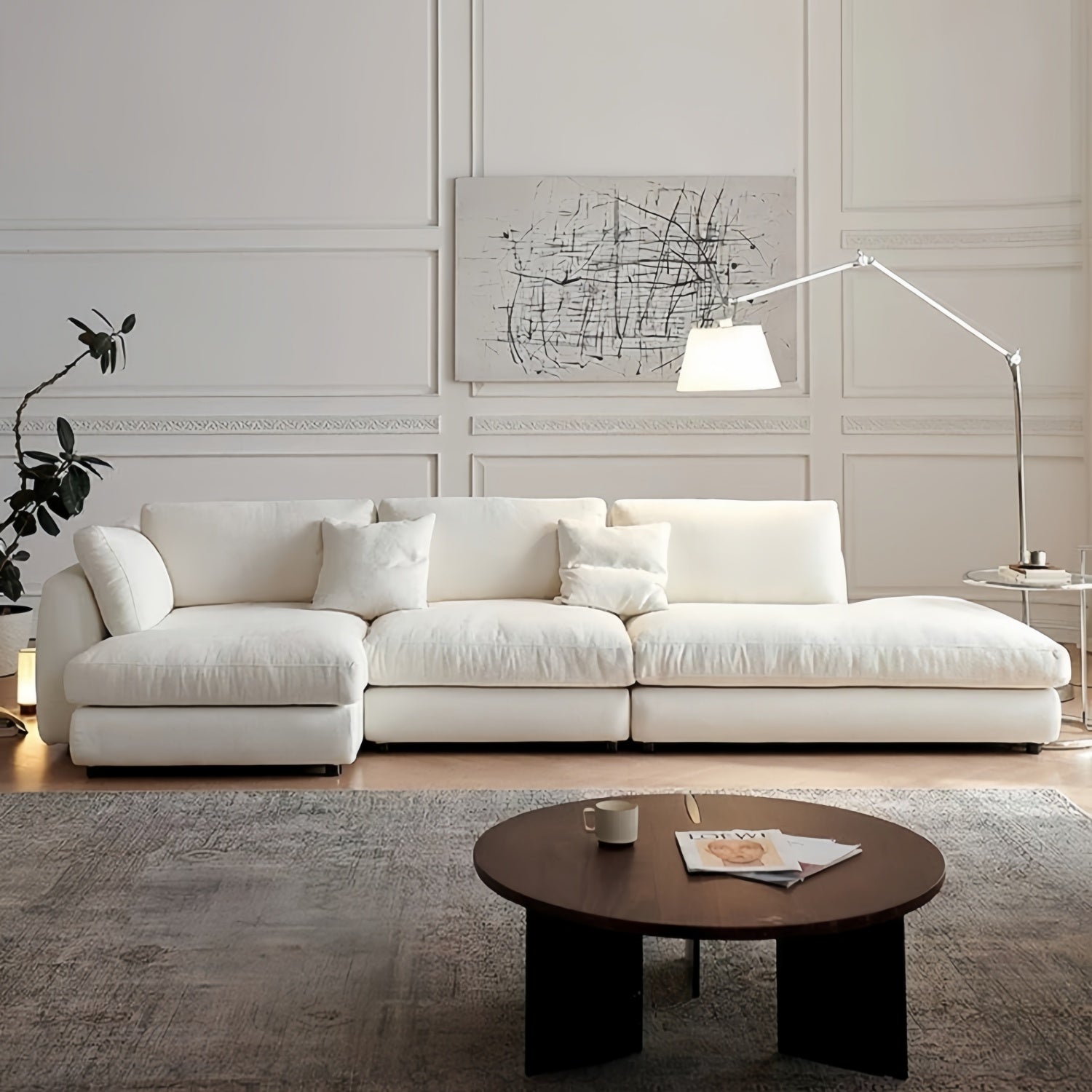 Linen L Shape Sofa Natural Breathable Eco Modular