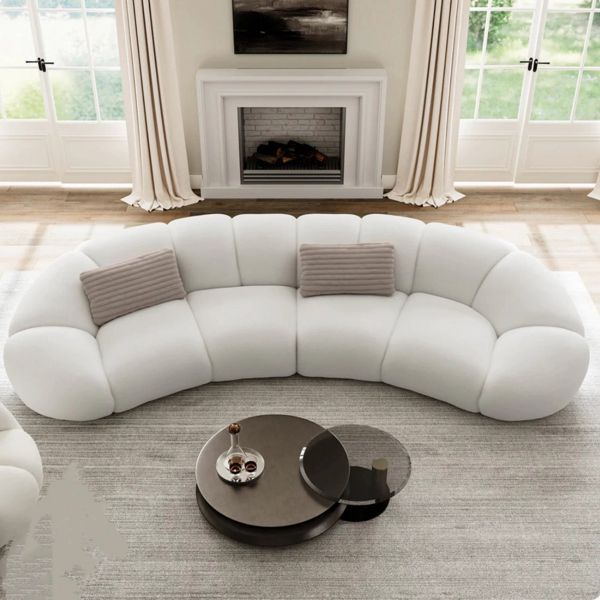 Cloud Straight Sofa Set Off-White Complete 1-4 Seats for Living Room