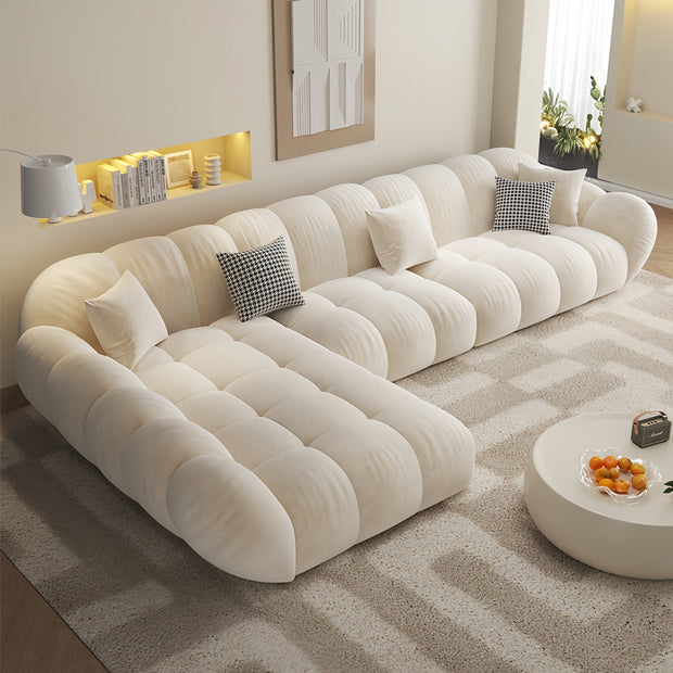 Fleece Corner Sofa Beige Modular Left Right Sectional