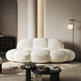 Fleece Three-Seater Sofa 236cm Off-White Beige for Living Room