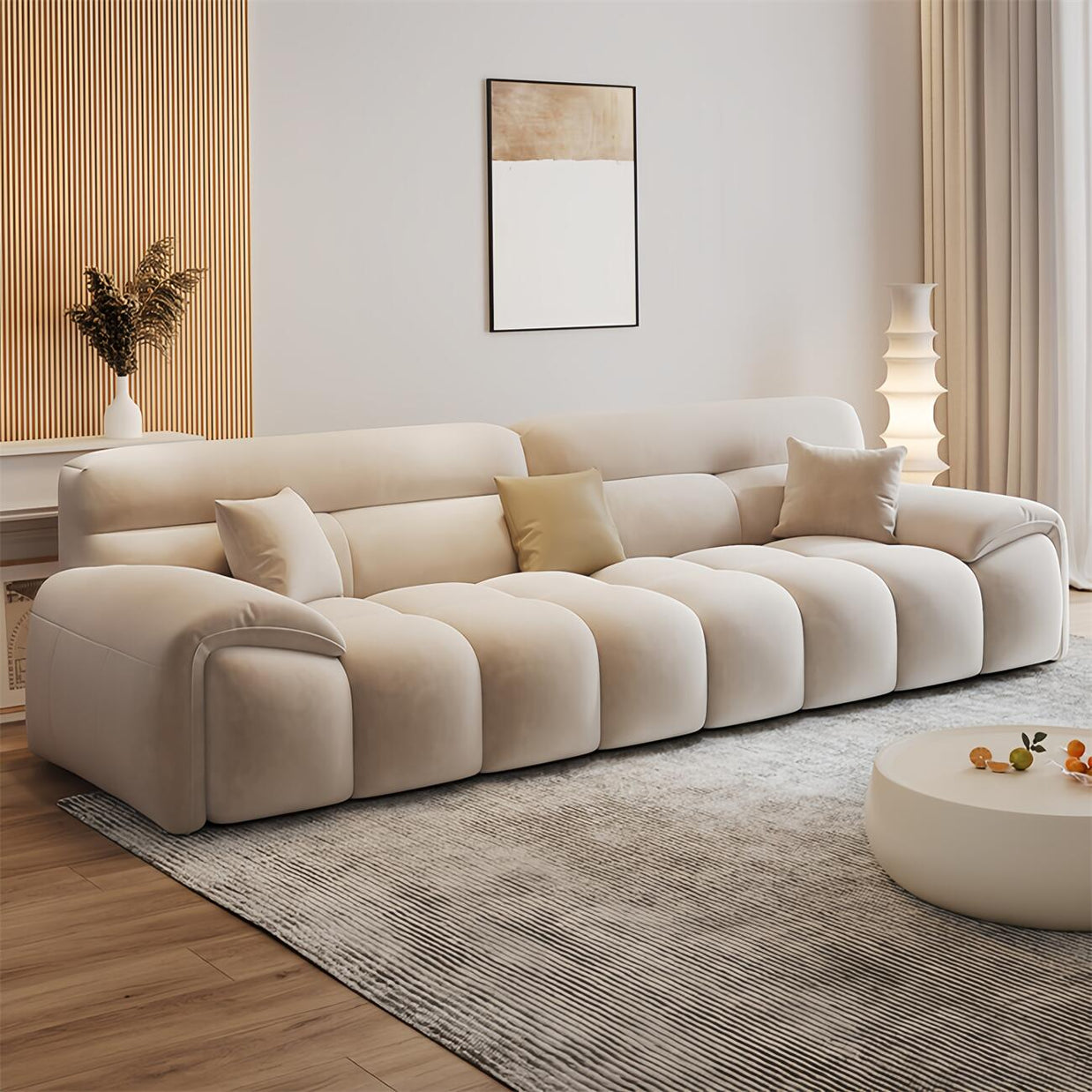 Cloud Fleece Sofa Beige Modular 1-4 Seat with Footstool