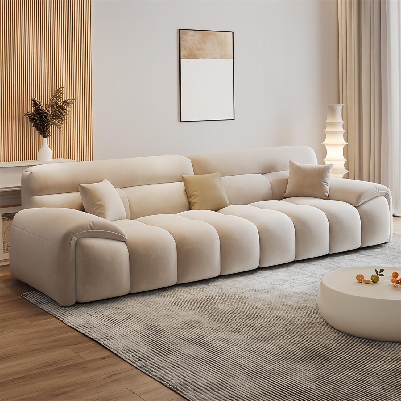 Cloud Fleece Sofa Beige Modular 1-4 Seat with Footstool