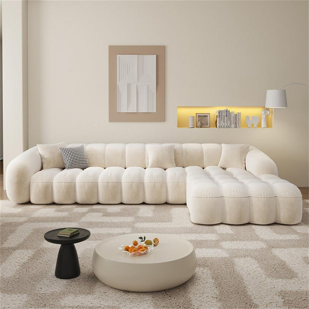 L Shape Corner Sofa Tufted Fleece Multi Color