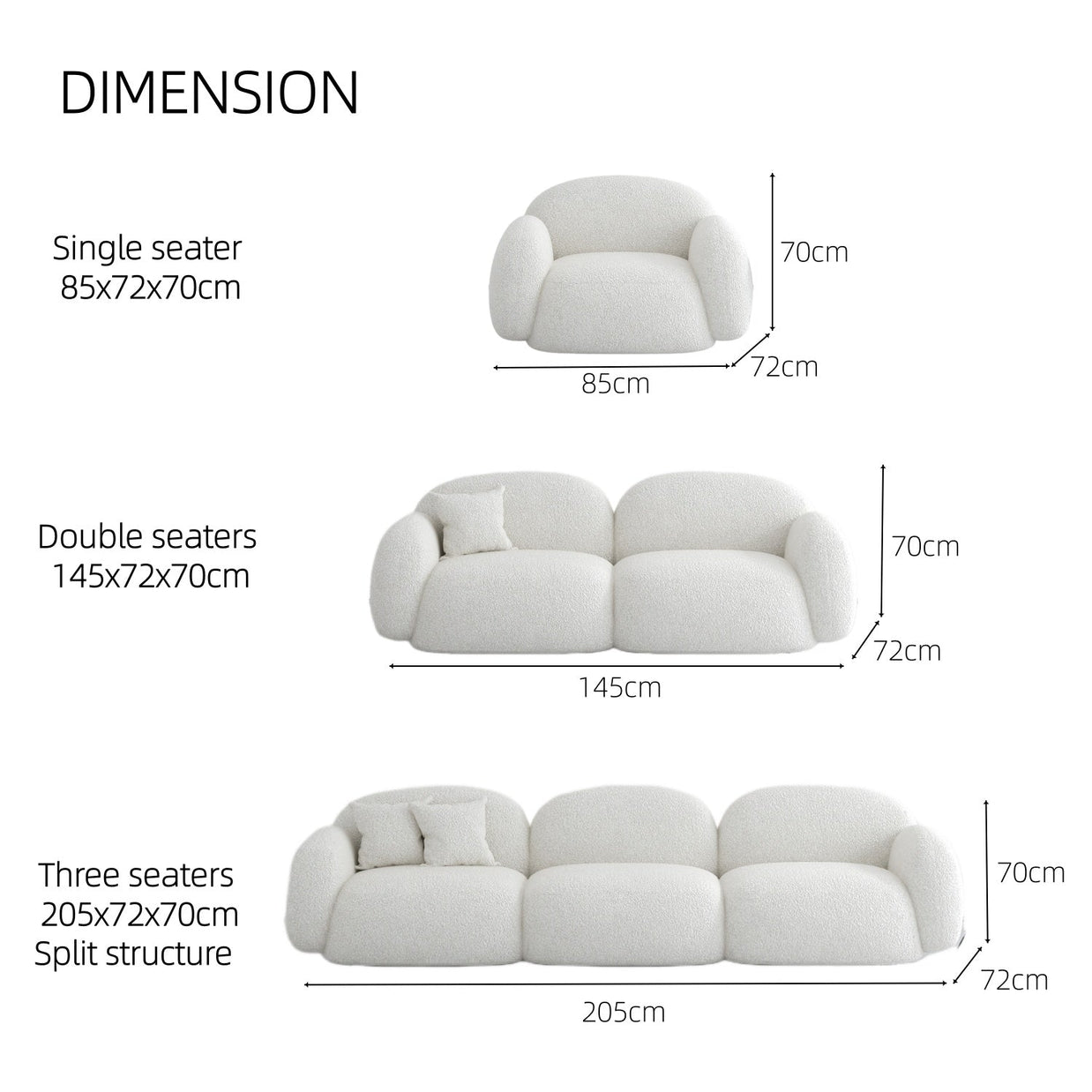 Cloud Straight Value Sofa Set Off-White 1-3 Seats for Living Room