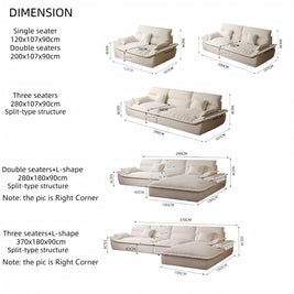 Cloud Multi L-Shape Sofa Set Off-White 1-3 Seats for Living Room