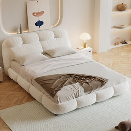 Pearl Haven Fleece Upholstered Premium Off White Color Bed