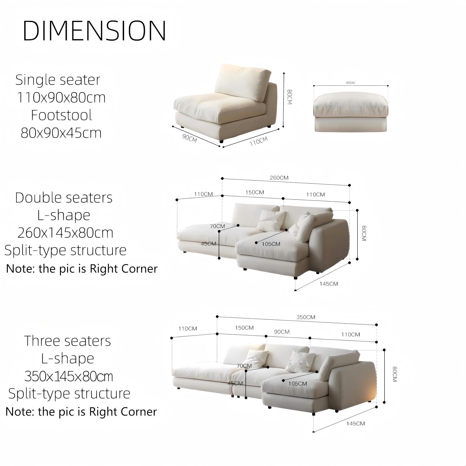Linen L Shape Sofa Natural Breathable Eco Modular