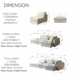 Linen L Shape Sofa Natural Breathable Eco Modular