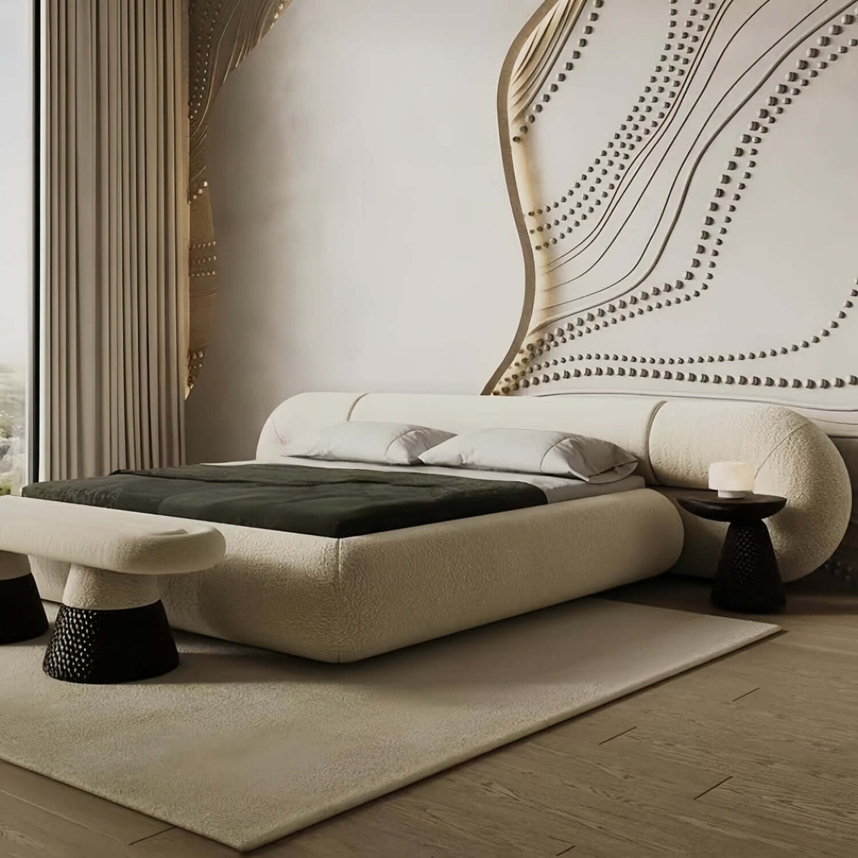 Geneva Modern Fleece Upholstered Bed