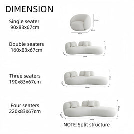 Cloud Straight Sofa Set Off-White 1-4 Seats for Living Room