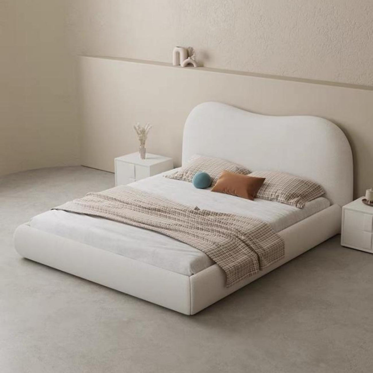 Cozy Cocoon Upholstered Premium Off White Color Bed