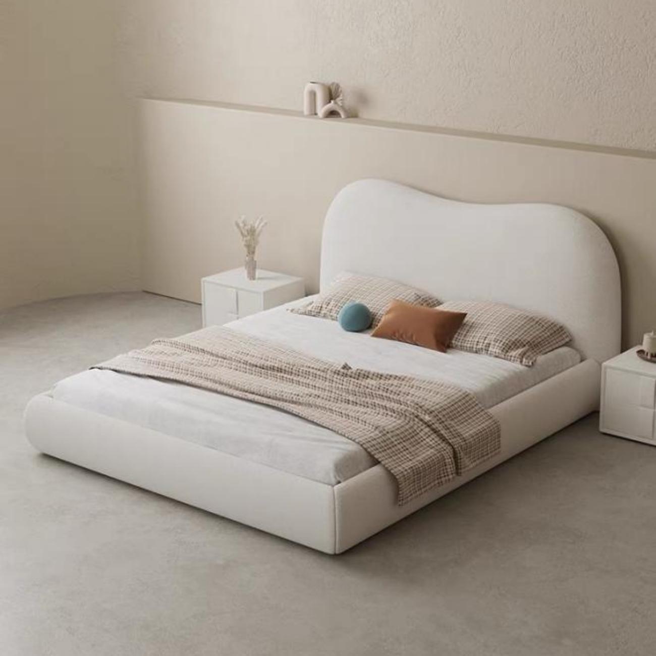 Cozy Cocoon Upholstered Premium Off White Color Bed