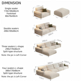 Cloud Flexible L-Shape Sofa Set Beige Left Right Corner for Living Room