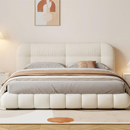 Ivory Cloud Fleece Upholstered Cream Color Bed