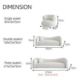 Cloud Straight Sofa Set Off-White Standard 1-3 Seats for Living Room