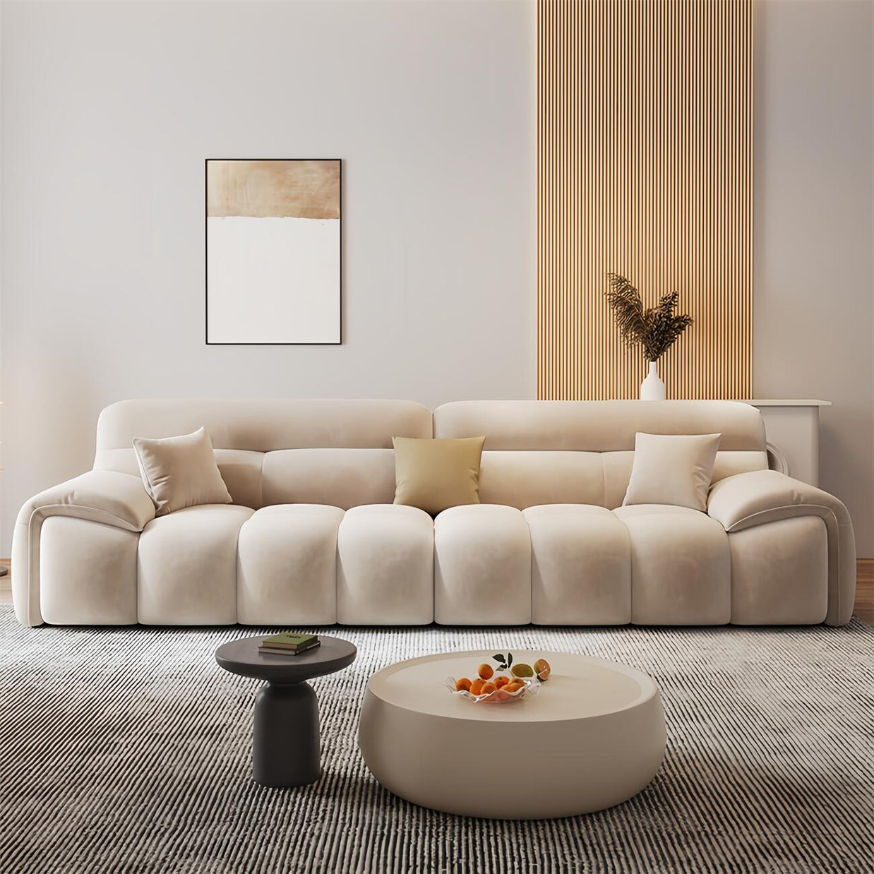 Cloud Fleece Sofa Beige Modular 1-4 Seat with Footstool