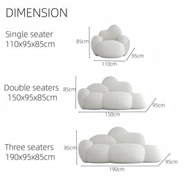 Cloud Straight Sofa Set Off-White Enhanced 1-3 Seats for Living Room