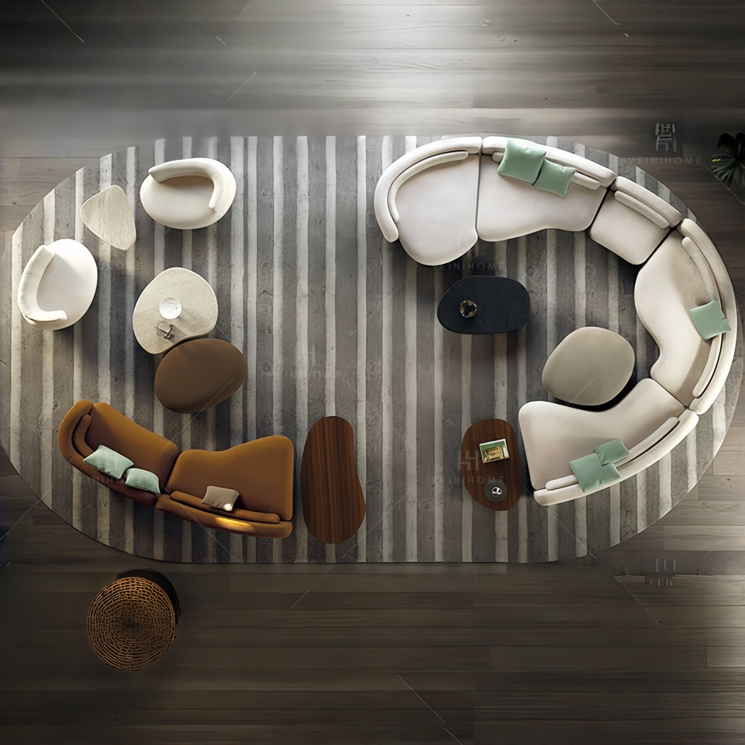 Arc Sofa Set Beige 2-5 Seater L-Shape Corner Sofa