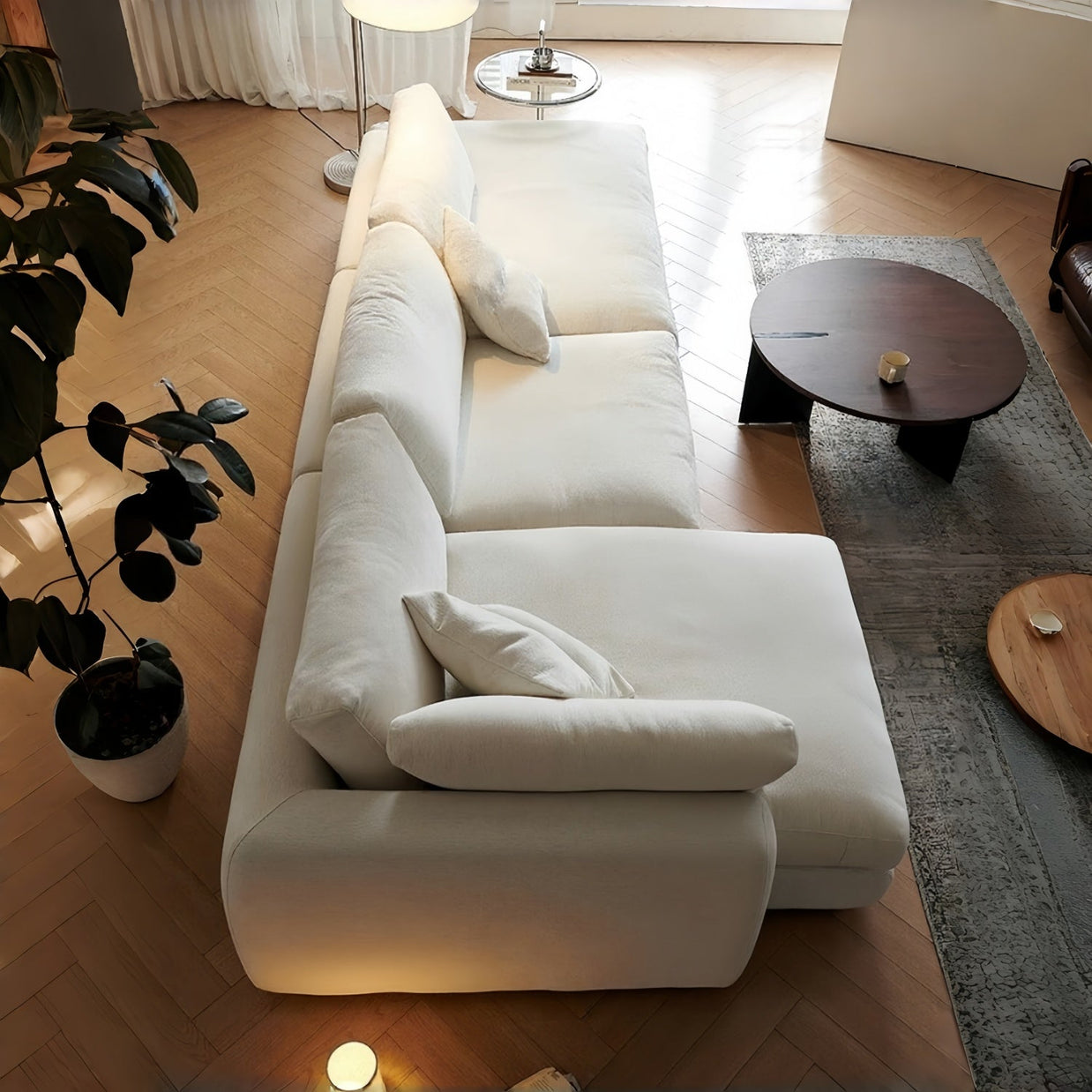 Linen L Shape Sofa Natural Breathable Eco Modular