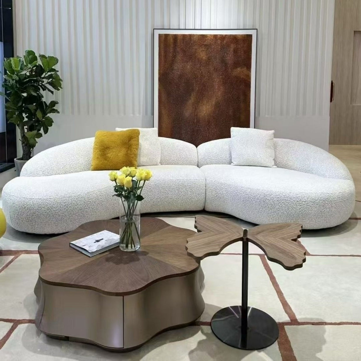 Arc Sofa Set Beige 2-4 Seats for Living Room