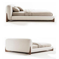 AAF Furniture Sherpa Bed Frame Cream Walnut Legs Low Profile, king platform bed, cream sherpa, detail view