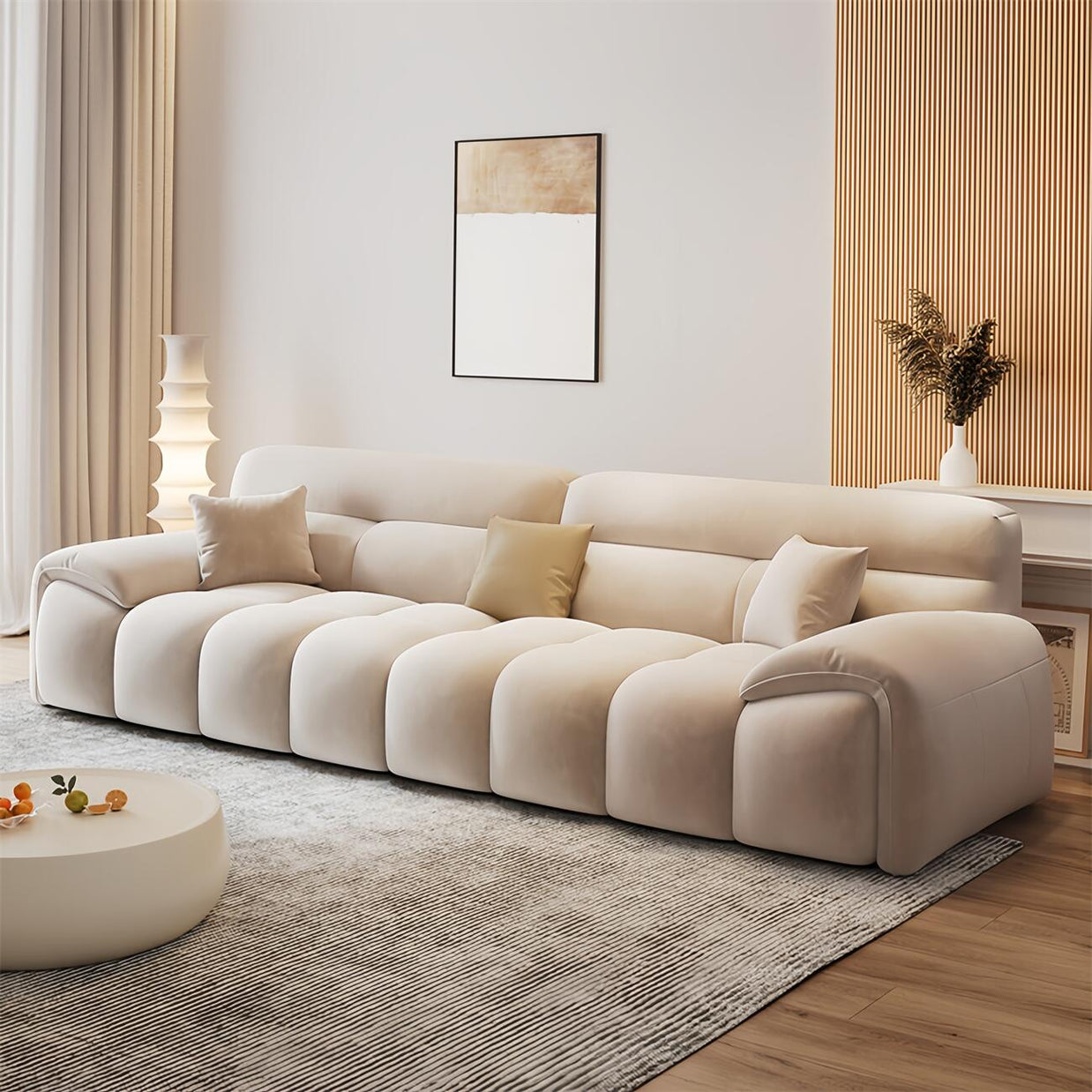 Cloud Fleece Sofa Beige Modular 1-4 Seat with Footstool