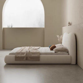 Cozy Cocoon Upholstered Premium Off White Color Bed