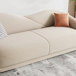 Fleece Straight Sofa Beige 2-4 Seats for Living Room