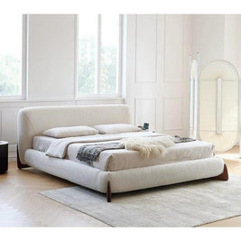 AAF Furniture Sherpa Bed Frame Cream Walnut Legs Low Profile, modern bed frame, cream sherpa, texture detail