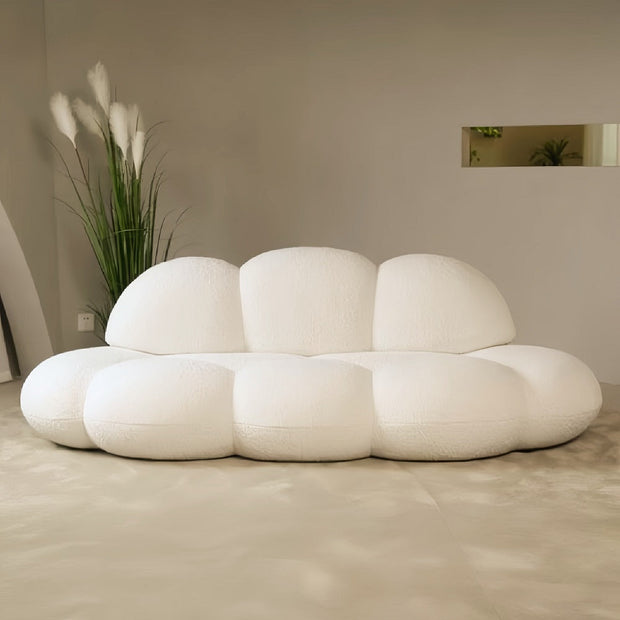 Fleece Three-Seater Sofa 236cm Off-White Beige for Living Room